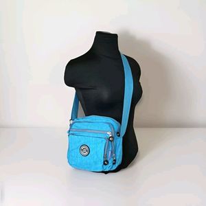 Jinqiaoer Nylon Bag Aqua Blue‎ Multi Sections Cross Body Logo